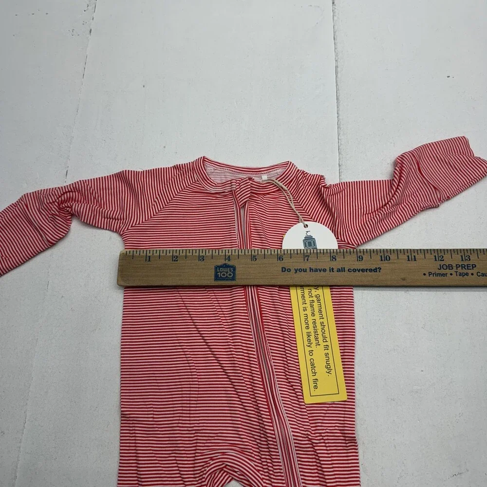 Uptown Baby Sleeper Baby Girls 0-3M Red Stripe Bamboo Zip One Piece Jersey